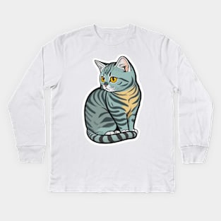 Beautiful American Short Hair Cat Kids Long Sleeve T-Shirt